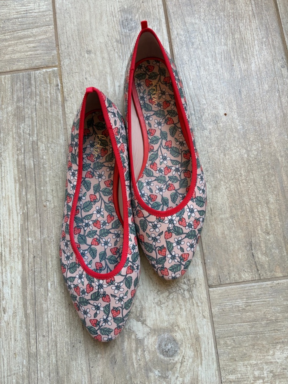 Boden Women's Pink strawberry Floral Pointed Ballet Flats